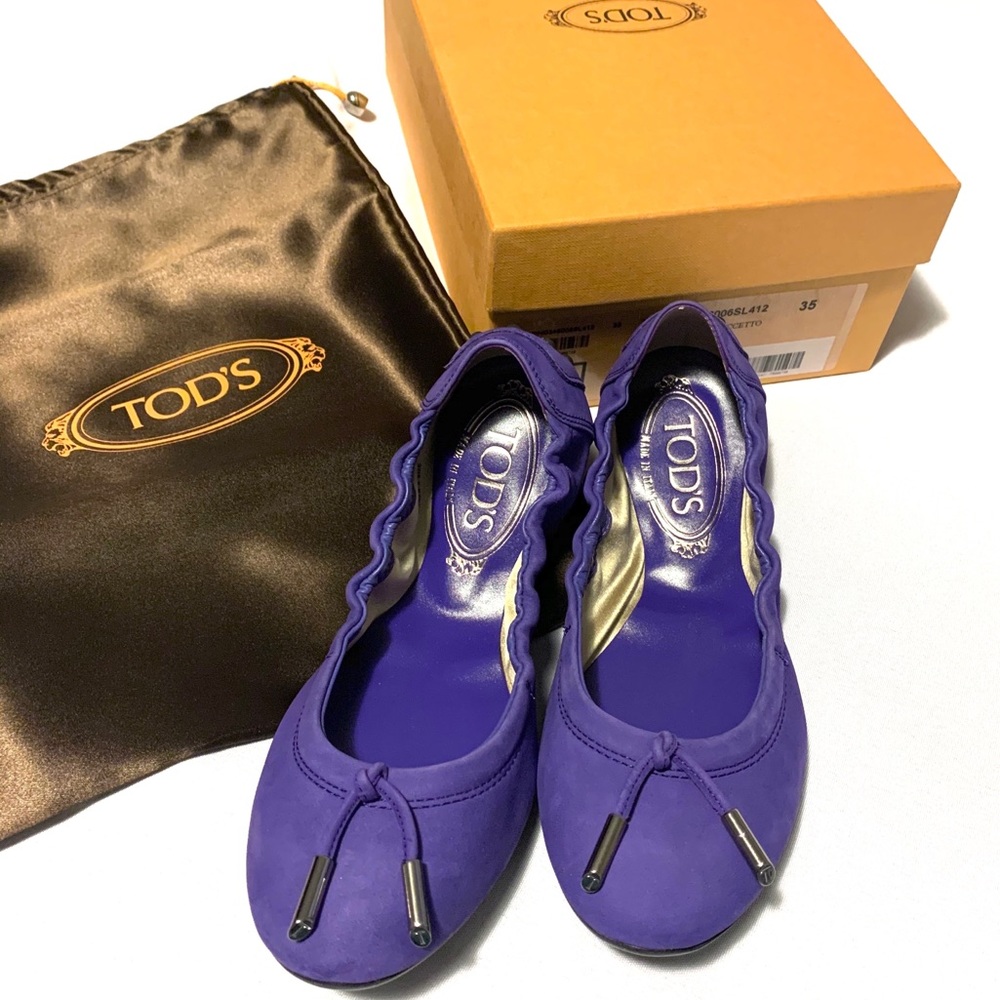 NIB. TOD’s Women Ballerina Dee Laccetto Suede Flat Shoes